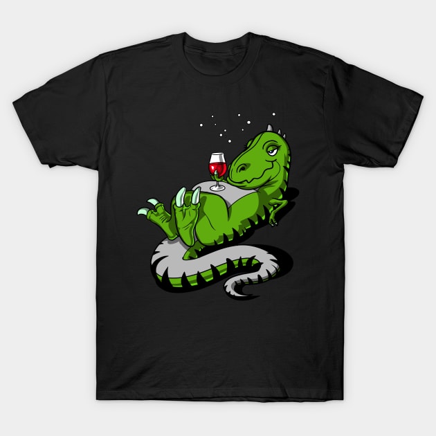 T-Rex Dinosaur Wine Party T-Shirt by underheaven